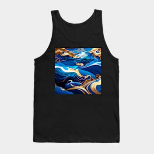 Liquid marble and gold waves Tank Top